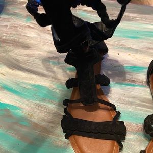 Black Fergie gladiator sandals